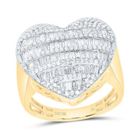 Yellow Gold Diamond Heart Ring - 1 Carat Total Diamond Weight