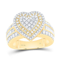 Yellow Gold Diamond Heart Ring - 1 Carat Total Diamond Weight