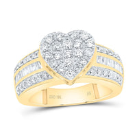 Yellow Gold Diamond Heart Ring - 1 Carat Total Diamond Weight