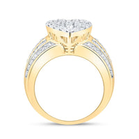 Yellow Gold Diamond Heart Ring - 1 Carat Total Diamond Weight