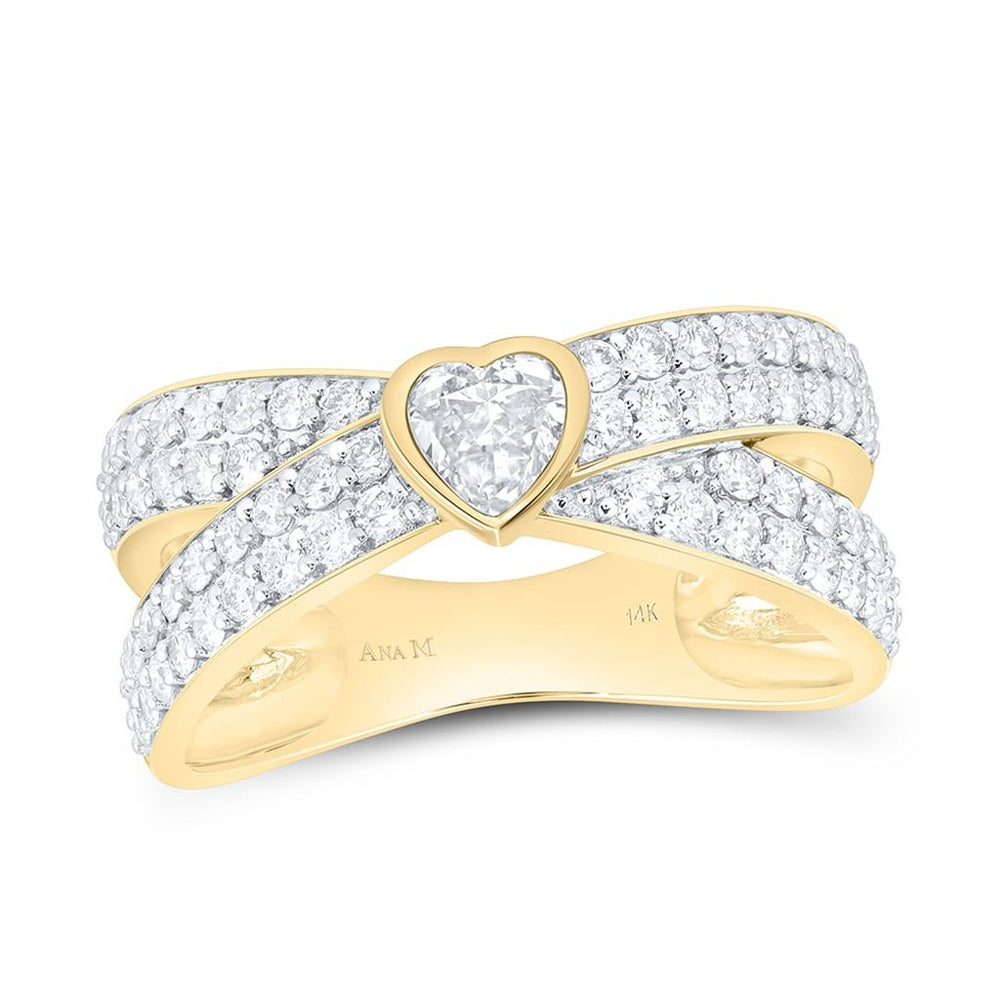 Yellow Gold Diamond Heart Ring - 1 Carat Total Diamond Weight