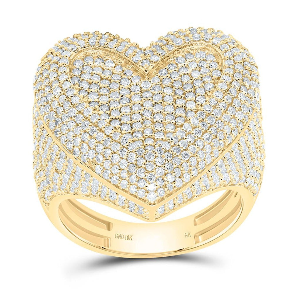 Yellow Gold Diamond Heart Ring - 2 Carat Total Diamond Weight