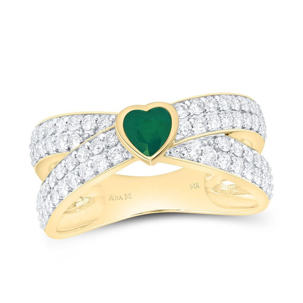 Yellow Gold Diamond Heart Ring - 3/4 Carat Total Diamond Weight