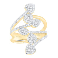 Yellow Gold Diamond Heart Ring - 3/4 Carat Total Diamond Weight