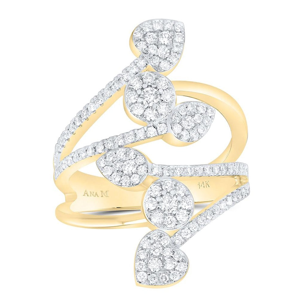Yellow Gold Diamond Heart Ring - 3/4 Carat Total Diamond Weight