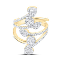 Yellow Gold Diamond Heart Ring - 3/4 Carat Total Diamond Weight