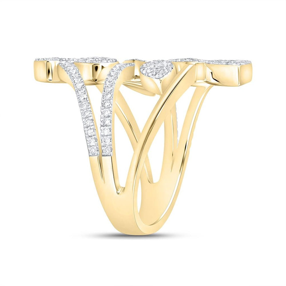 Yellow Gold Diamond Heart Ring - 3/4 Carat Total Diamond Weight