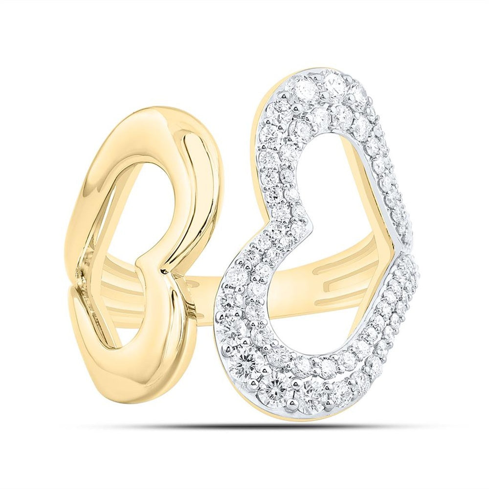 Yellow Gold Diamond Heart Ring - 3/4 Carat Total Diamond Weight