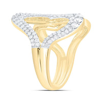 Yellow Gold Diamond Heart Ring - 3/4 Carat Total Diamond Weight