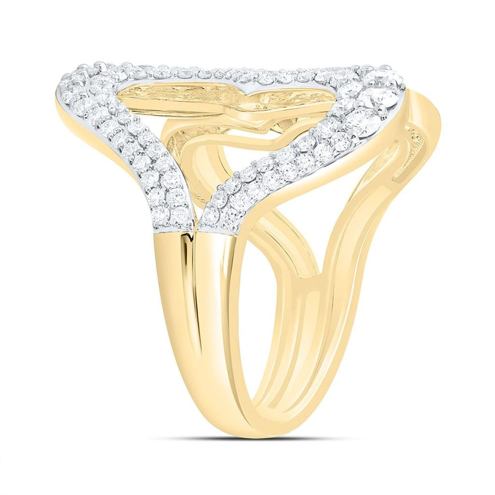 Yellow Gold Diamond Heart Ring - 3/4 Carat Total Diamond Weight
