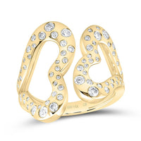 Yellow Gold Diamond Heart Ring - 3/4 Carat Total Diamond Weight