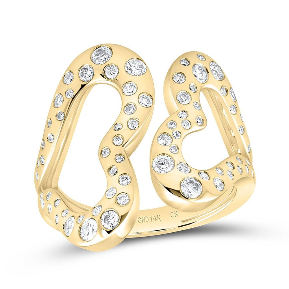 Yellow Gold Diamond Heart Ring - 3/4 Carat Total Diamond Weight