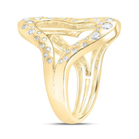 Yellow Gold Diamond Heart Ring - 3/4 Carat Total Diamond Weight
