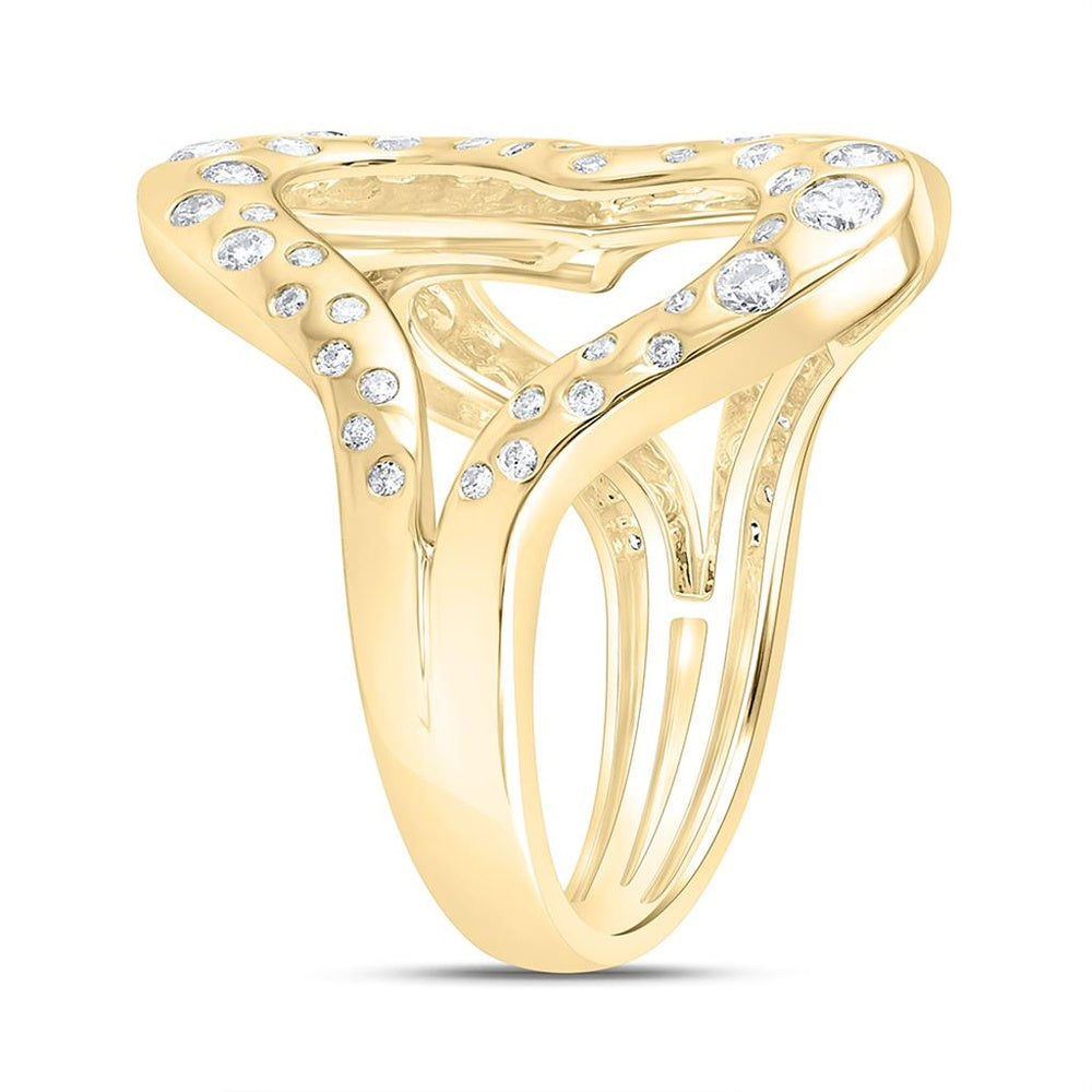 Yellow Gold Diamond Heart Ring - 3/4 Carat Total Diamond Weight