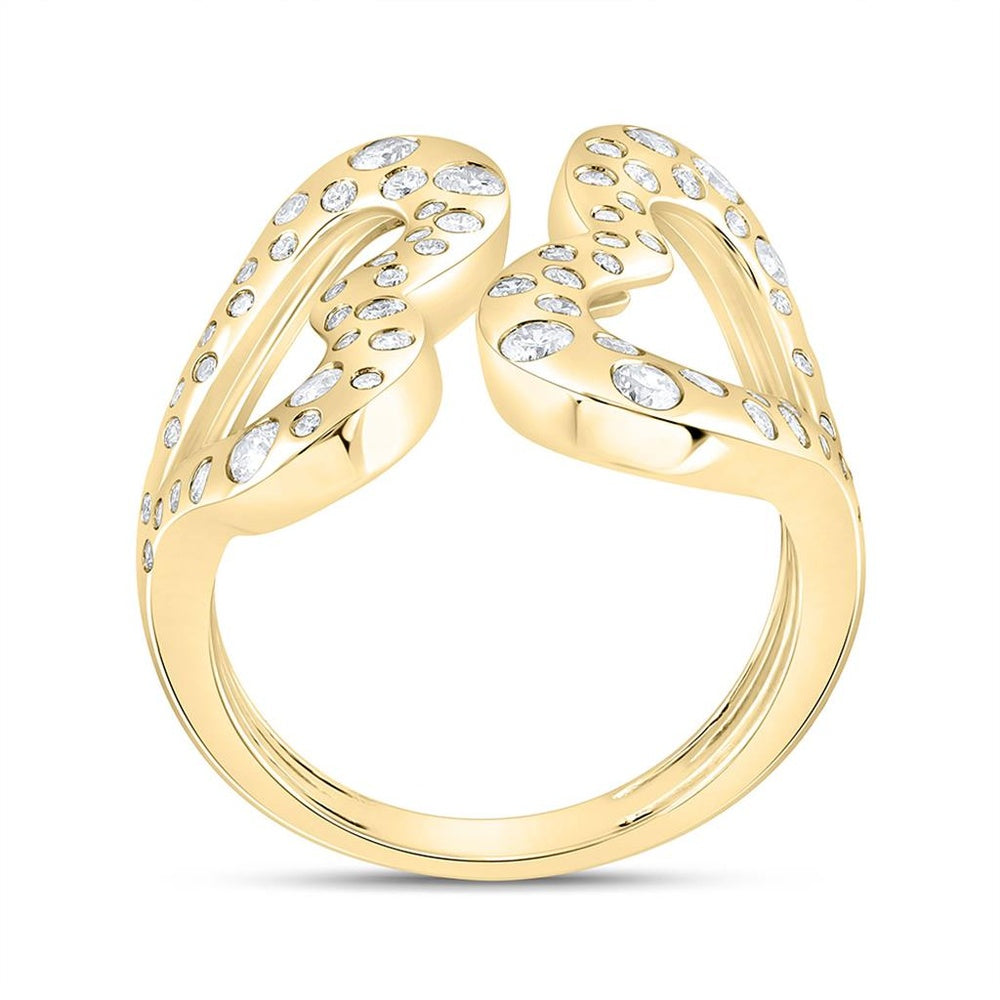 Yellow Gold Diamond Heart Ring - 3/4 Carat Total Diamond Weight
