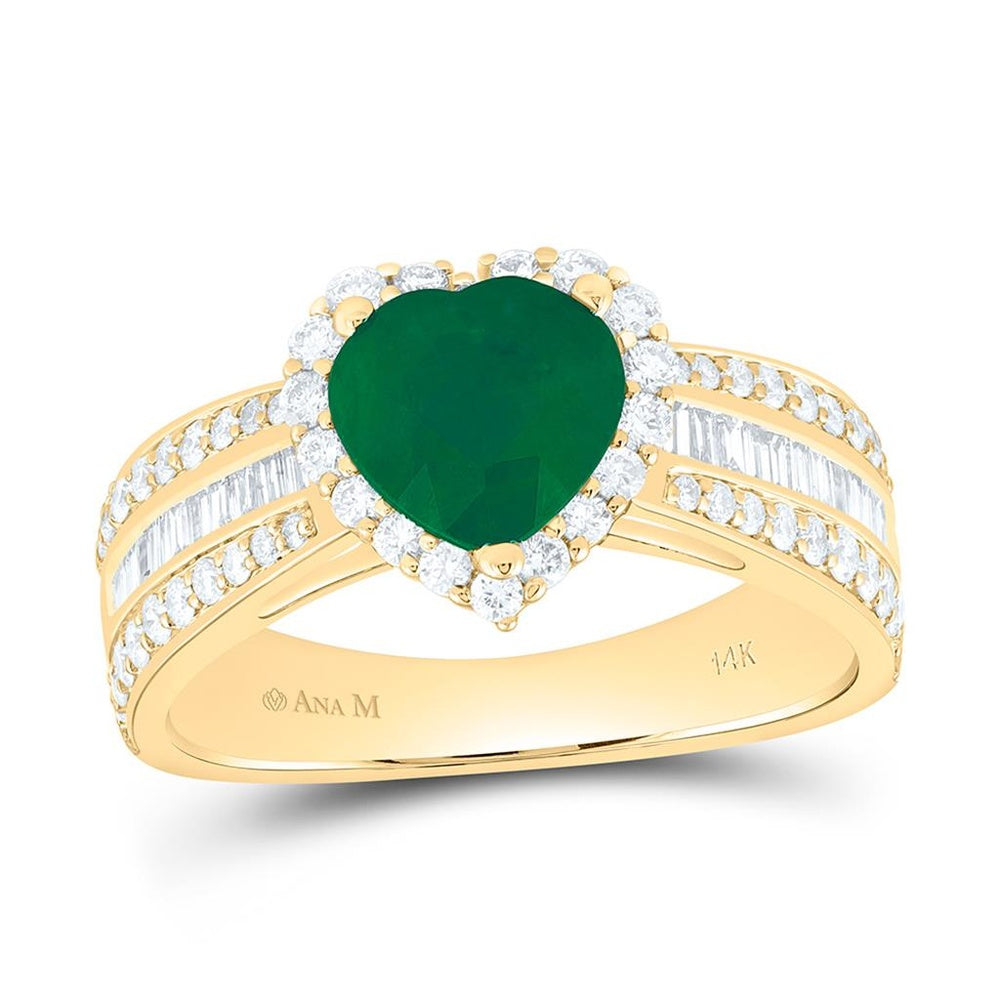 Yellow Gold Diamond Heart Ring - 3/4 Carat Total Diamond Weight
