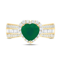 Yellow Gold Diamond Heart Ring - 3/4 Carat Total Diamond Weight