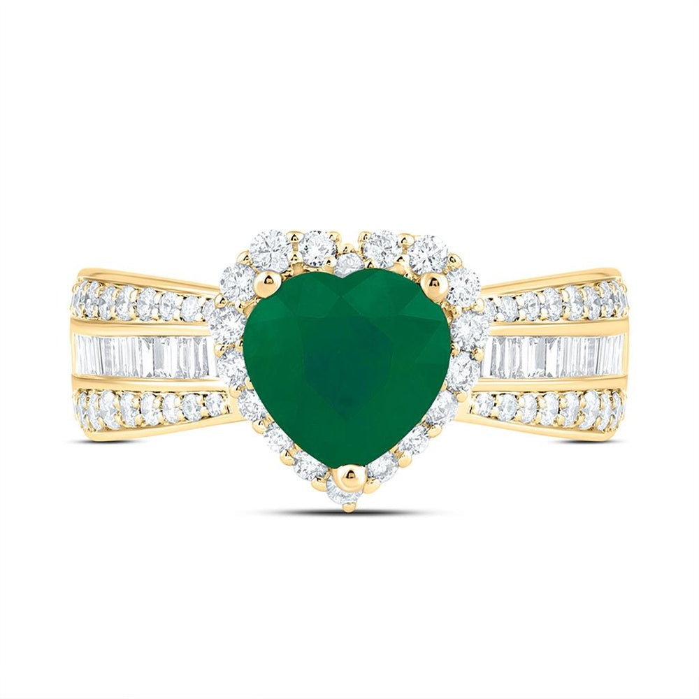 Yellow Gold Diamond Heart Ring - 3/4 Carat Total Diamond Weight