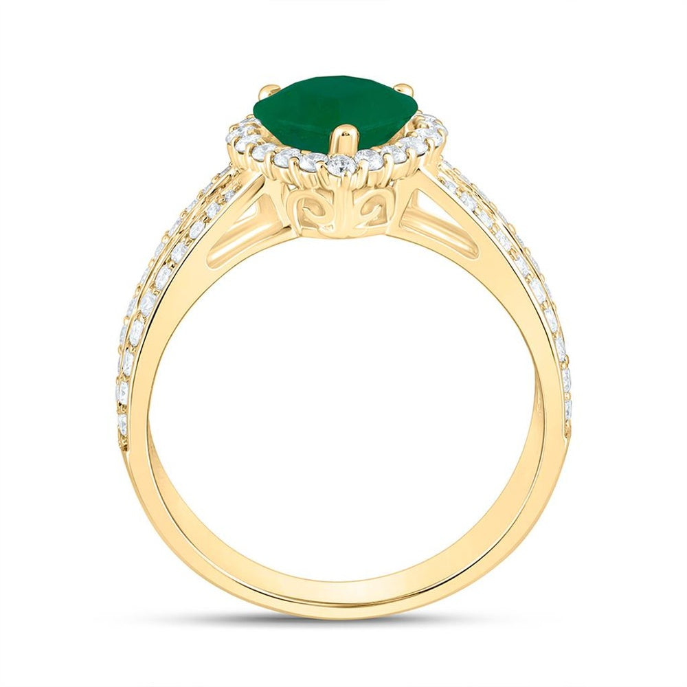 Yellow Gold Diamond Heart Ring - 3/4 Carat Total Diamond Weight