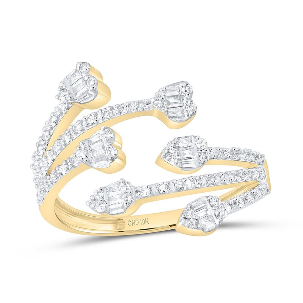 Yellow Gold Diamond Heart Ring - 3/8 Carat Total Diamond Weight