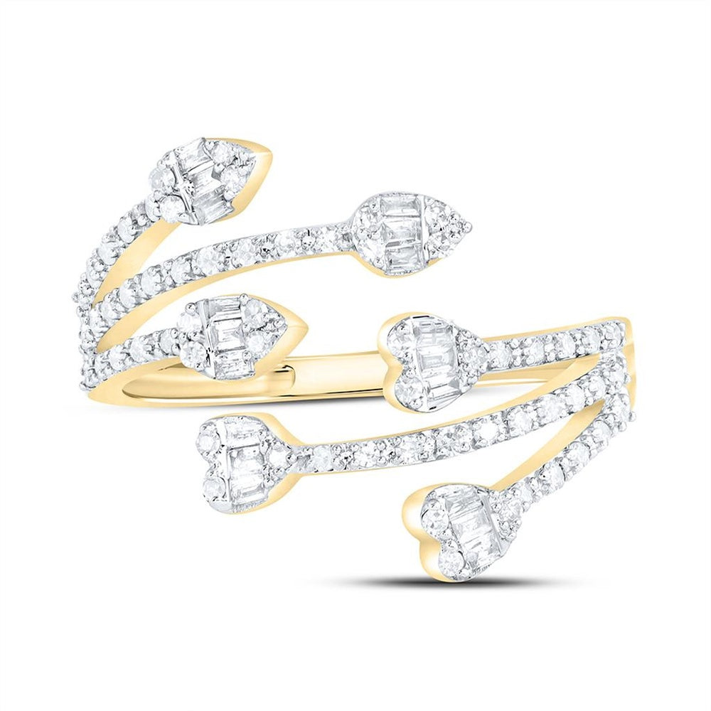 Yellow Gold Diamond Heart Ring - 3/8 Carat Total Diamond Weight