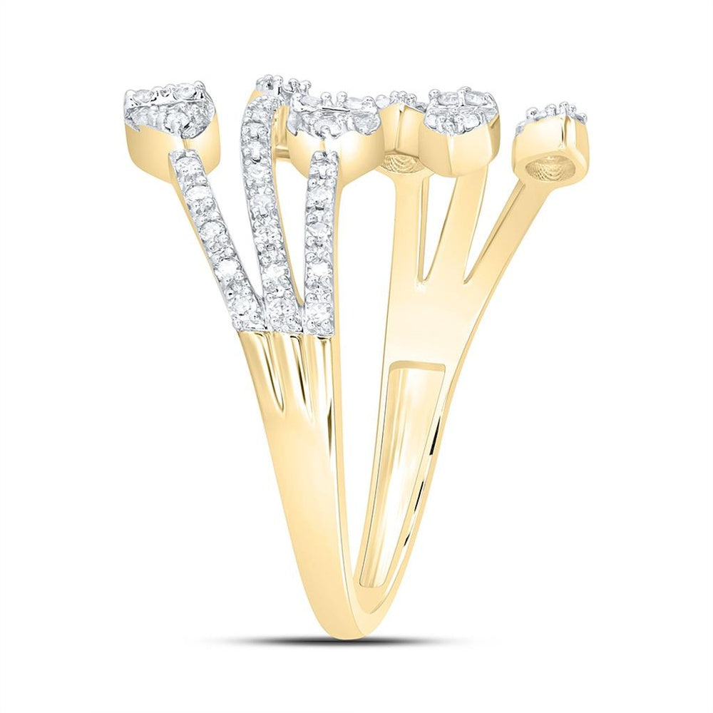 Yellow Gold Diamond Heart Ring - 3/8 Carat Total Diamond Weight