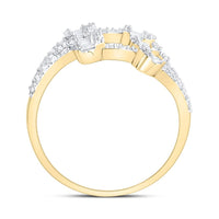 Yellow Gold Diamond Heart Ring - 3/8 Carat Total Diamond Weight