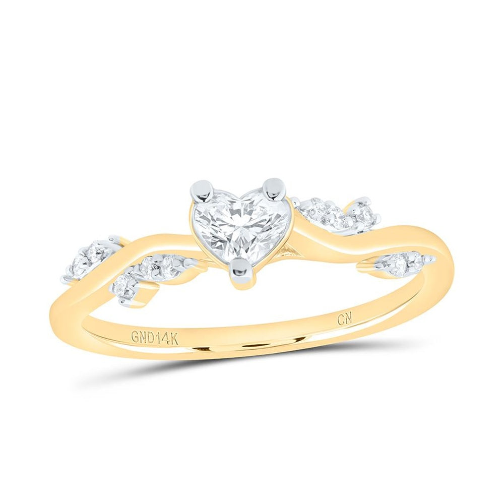 Yellow Gold Diamond Heart Ring - 3/8 Carat Total Diamond Weight