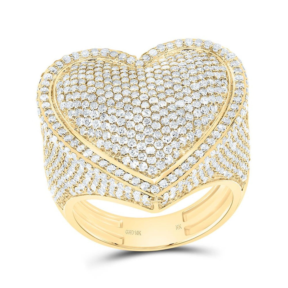 Yellow Gold Diamond Heart Ring - 3 Carat Total Diamond Weight