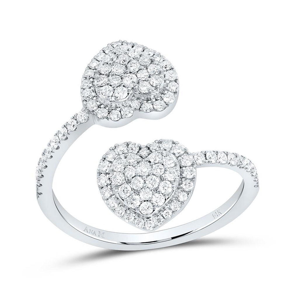 Yellow Gold Diamond Heart Ring - 5/8 Carat Total Diamond Weight