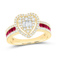 Yellow Gold Diamond Heart Ring - 5/8 Carat Total Diamond Weight