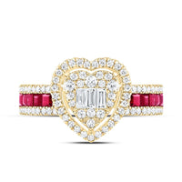 Yellow Gold Diamond Heart Ring - 5/8 Carat Total Diamond Weight
