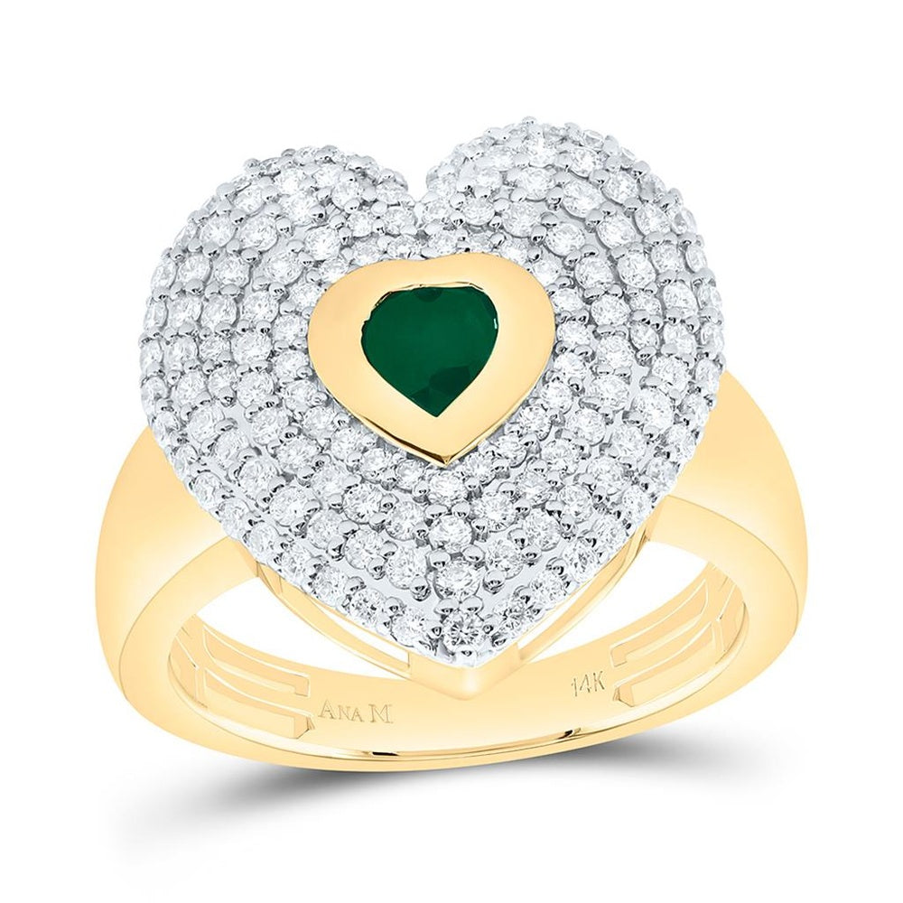 Yellow Gold Diamond Heart Ring - 7/8 Carat Total Diamond Weight
