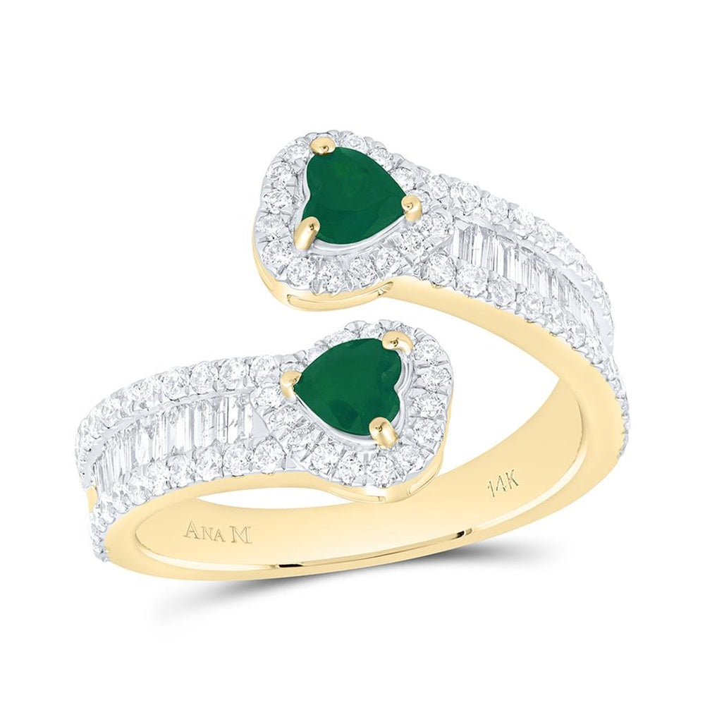 Yellow Gold Diamond Heart Ring - 7/8 Carat Total Diamond Weight