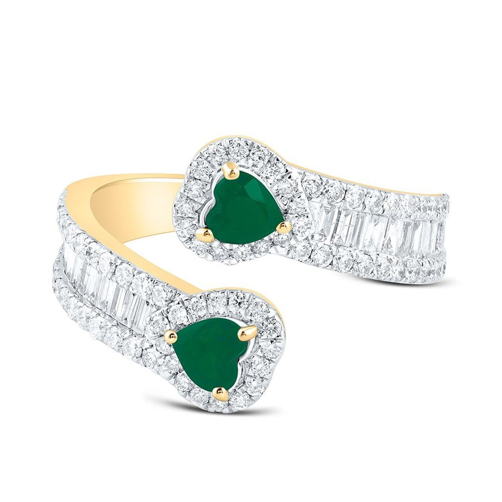 Yellow Gold Diamond Heart Ring - 7/8 Carat Total Diamond Weight