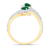 Yellow Gold Diamond Heart Ring - 7/8 Carat Total Diamond Weight