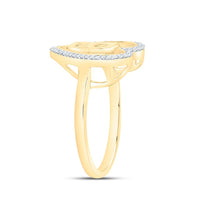 Yellow Gold Diamond Initial B Ring - 1/10 Carat Total Diamond Weight