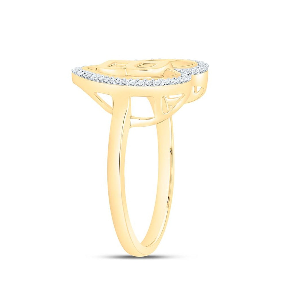 Yellow Gold Diamond Initial B Ring - 1/10 Carat Total Diamond Weight