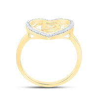 Yellow Gold Diamond Initial B Ring - 1/10 Carat Total Diamond Weight