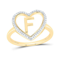 Yellow Gold Diamond Initial F Ring - 1/10 Carat Total Diamond Weight