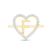 Yellow Gold Diamond Initial F Ring - 1/10 Carat Total Diamond Weight