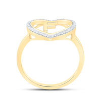 Yellow Gold Diamond Initial F Ring - 1/10 Carat Total Diamond Weight