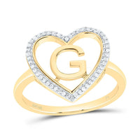 Yellow Gold Diamond Initial G Ring - 1/10 Carat Total Diamond Weight