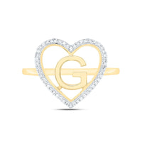 Yellow Gold Diamond Initial G Ring - 1/10 Carat Total Diamond Weight
