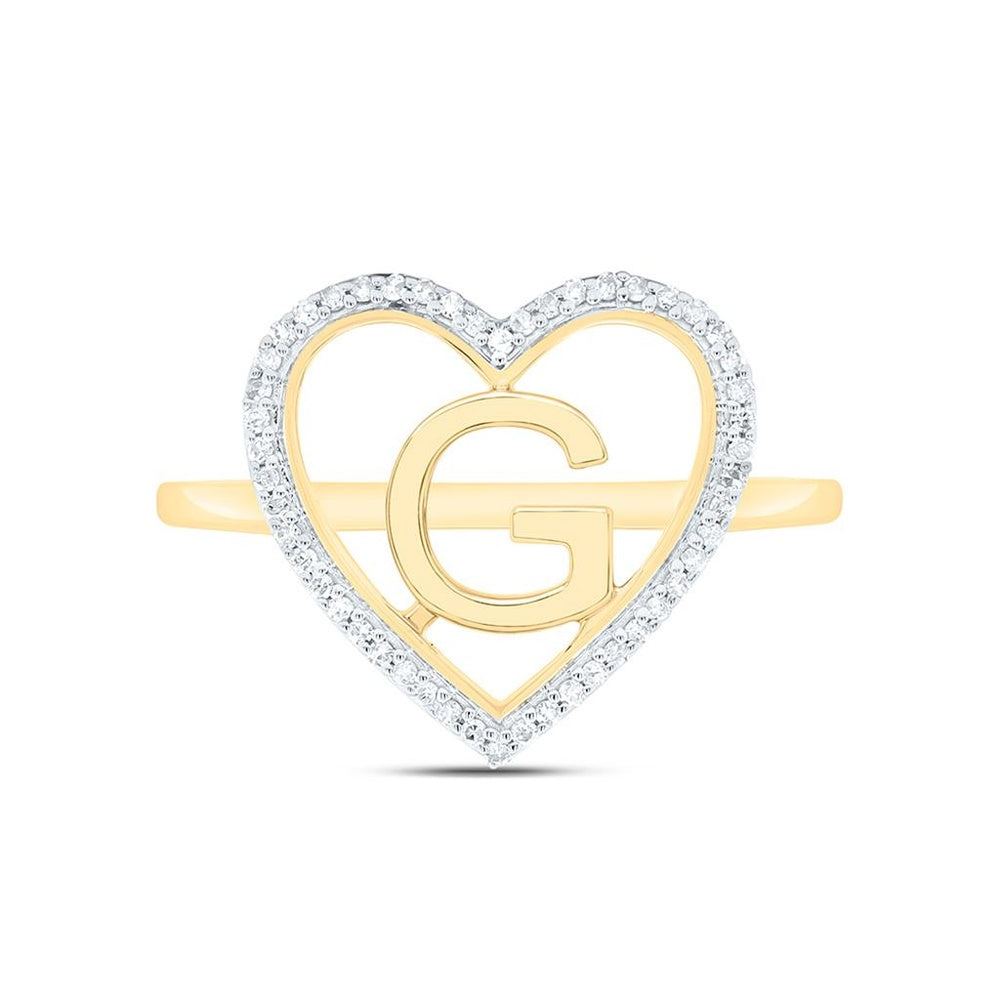 Yellow Gold Diamond Initial G Ring - 1/10 Carat Total Diamond Weight