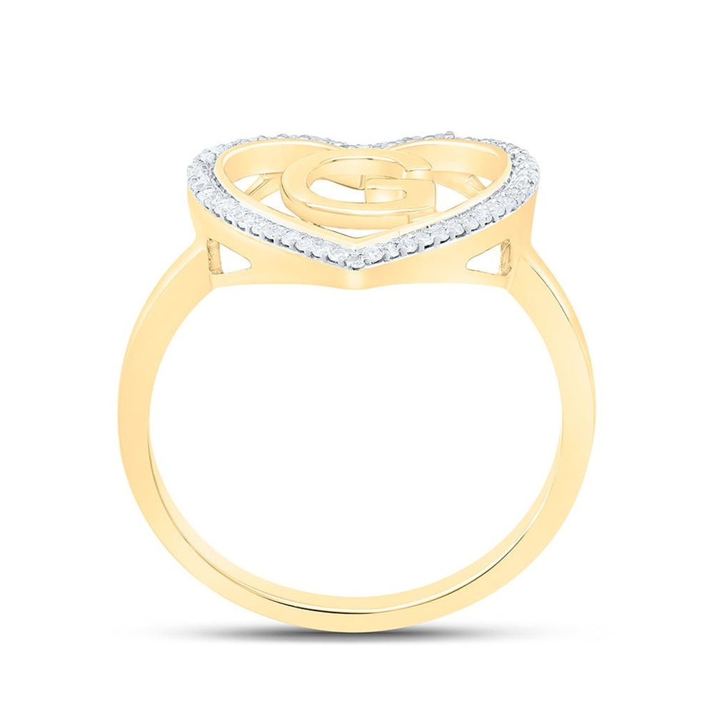 Yellow Gold Diamond Initial G Ring - 1/10 Carat Total Diamond Weight