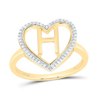 Yellow Gold Diamond Initial H Ring - 1/10 Carat Total Diamond Weight