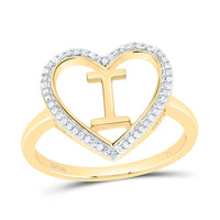Yellow Gold Diamond Initial I Ring - 1/10 Carat Total Diamond Weight