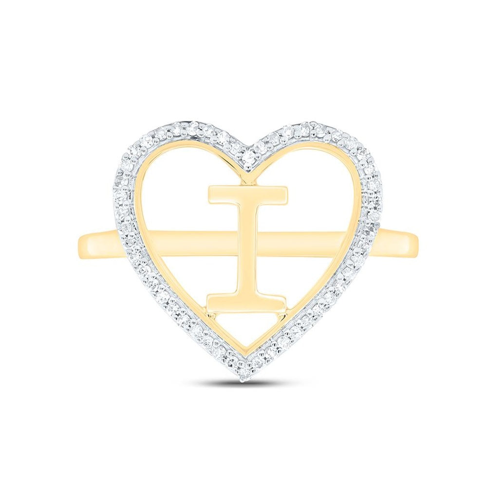 Yellow Gold Diamond Initial I Ring - 1/10 Carat Total Diamond Weight