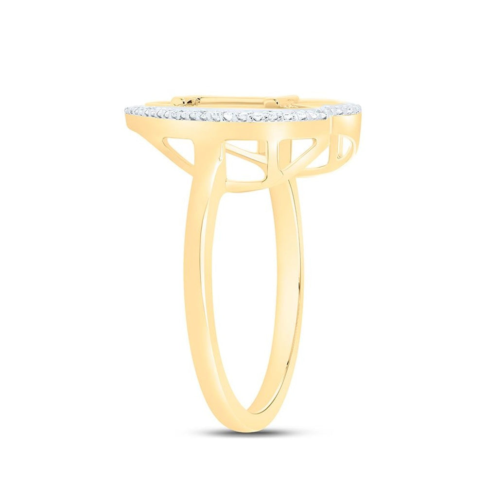 Yellow Gold Diamond Initial I Ring - 1/10 Carat Total Diamond Weight